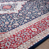 Isfahan Classic Medallion Navy Blue Traditional Persian Afghan Area Rug, Silk Pile