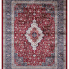 Isfahan Classic Medallion Red Traditional Persian Afghan Area Rug, Silk Pile