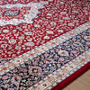 Isfahan Classic Medallion Red Traditional Persian Afghan Area Rug, Silk Pile