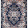 Isfahan Floral Medallion Navy, Afghan Area Rug, Silk Pile