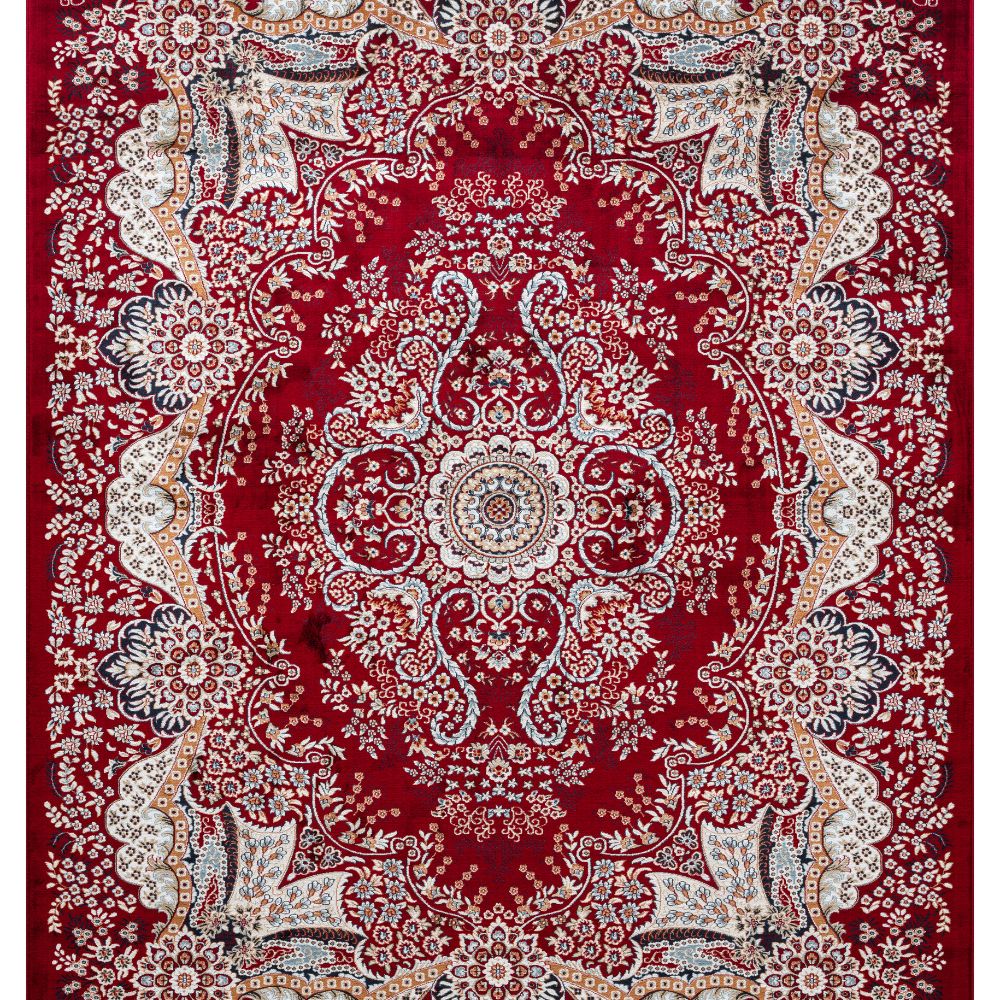 Isfahan Floral Medallion Red, Afghan Area Rug, Silk Pile