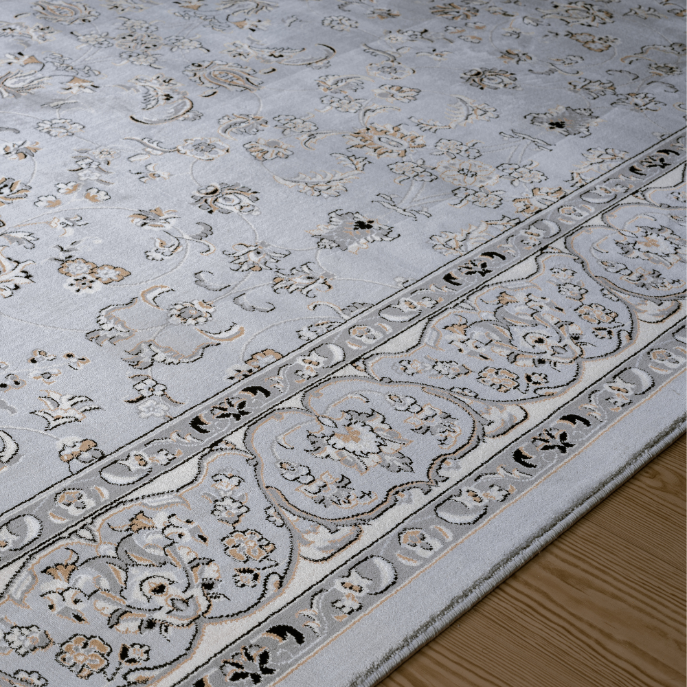 Isfahan Floral Vine Gray Persian Area Rug