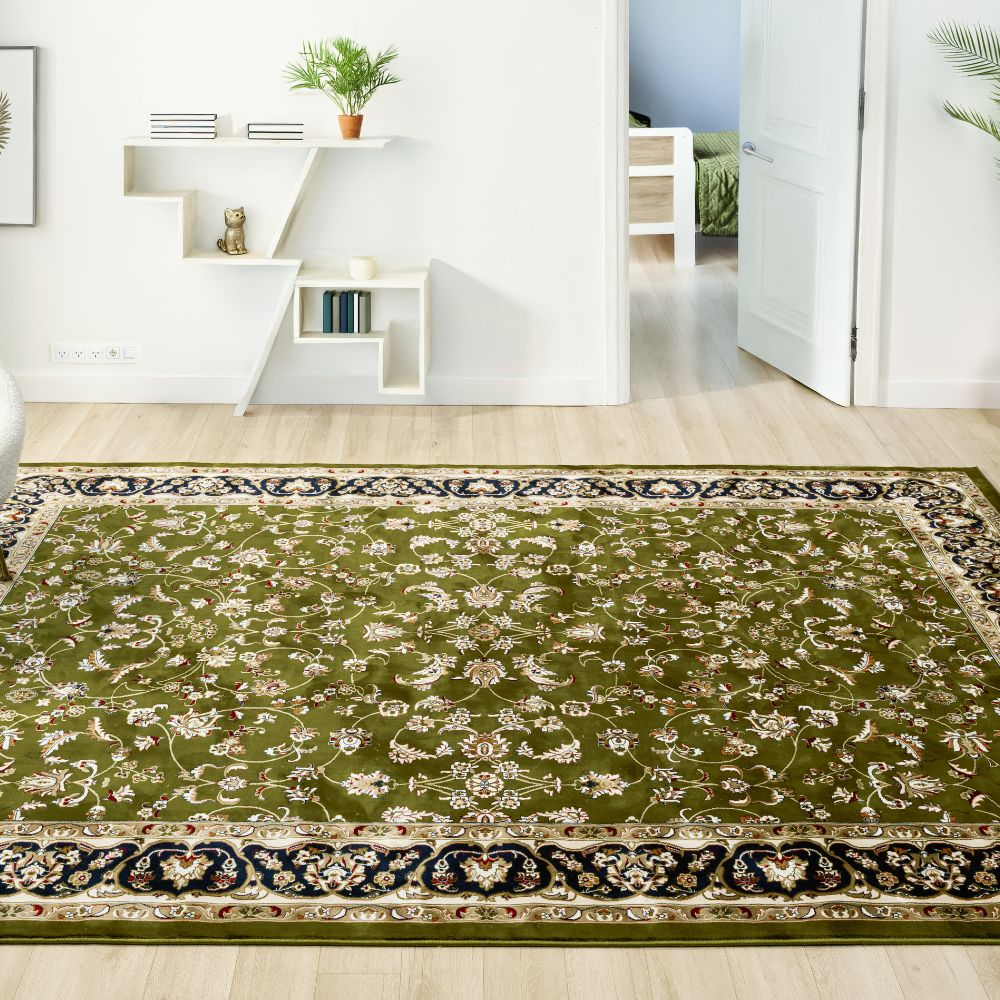 Isfahan Floral Vine Green Persian Area Rug