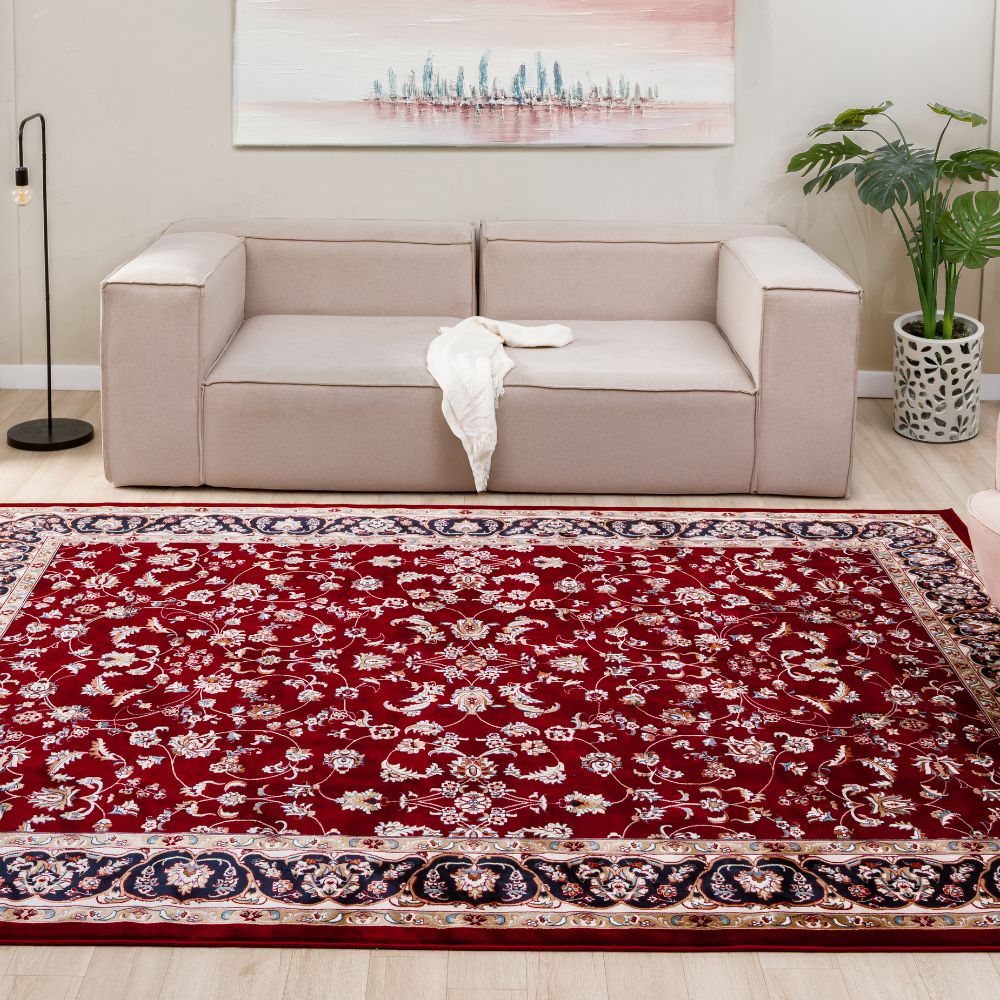 Isfahan Floral Vine Red Persian Area Rug