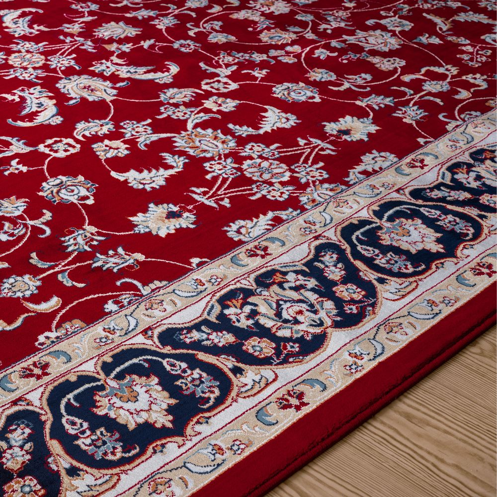 Isfahan Floral Vine Red Persian Area Rug