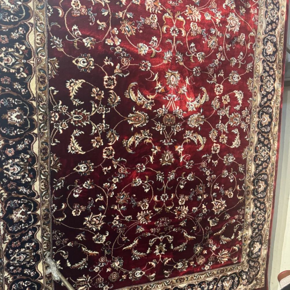 Isfahan Floral Vine Red Persian Area Rug, Silk Pile