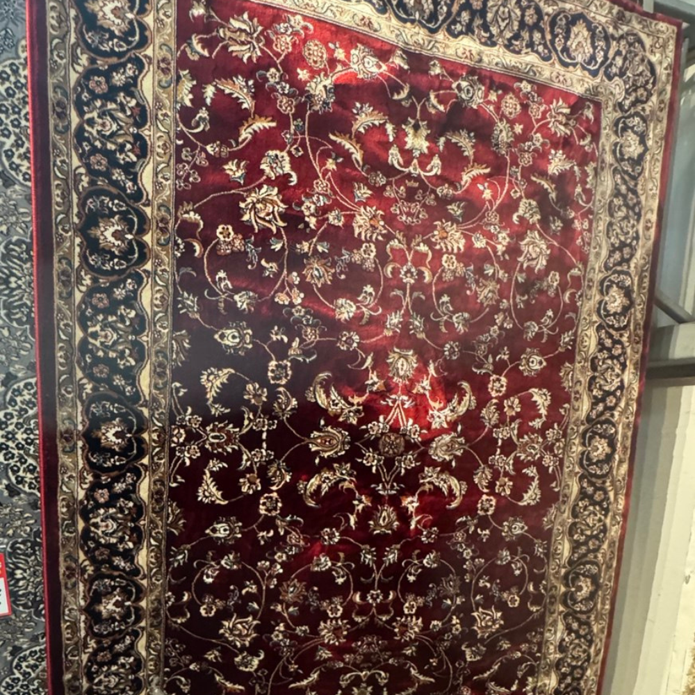 Isfahan Floral Vine Red Persian Area Rug, Silk Pile