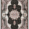 Isfahan Royal Arch Medallion Black Traditional Persian Afghan Area Rug, Silk Pile
