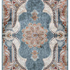 Isfahan Royal Arch Medallion Blue Traditional Persian Afghan Area Rug, Silk Pile