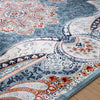 Isfahan Royal Arch Medallion Blue Traditional Persian Afghan Area Rug, Silk Pile