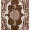 Isfahan Royal Arch Medallion Brown Traditional Persian Afghan Area Rug, Silk Pile