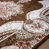 Isfahan Royal Arch Medallion Brown Traditional Persian Afghan Area Rug, Silk Pile