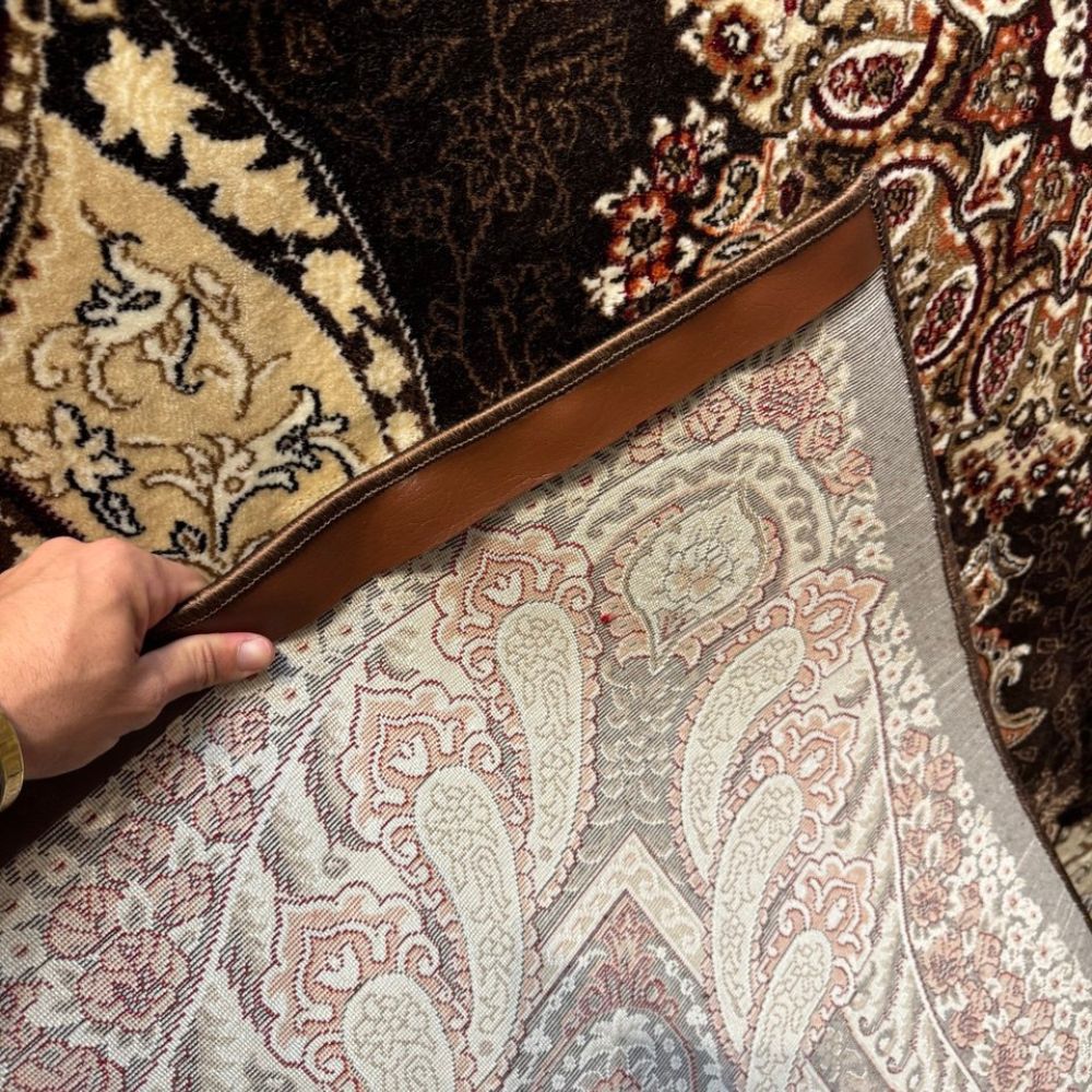 Isfahan Royal Arch Medallion Brown Traditional Persian Afghan Area Rug, Silk Pile