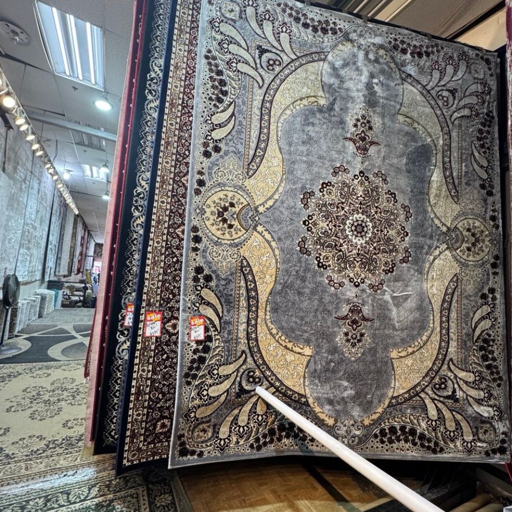 Isfahan Royal Arch Medallion Gray Traditional Persian Afghan Area Rug, Silk Pile