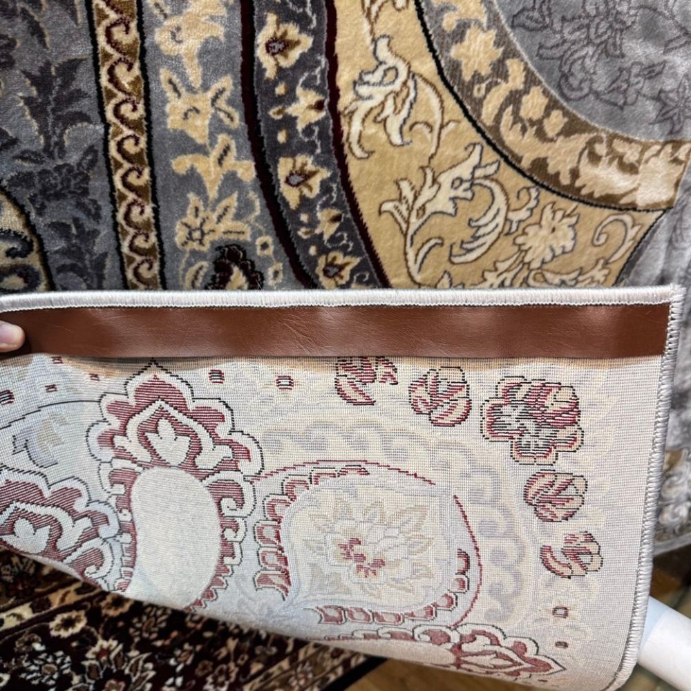 Isfahan Royal Arch Medallion Gray Traditional Persian Afghan Area Rug, Silk Pile