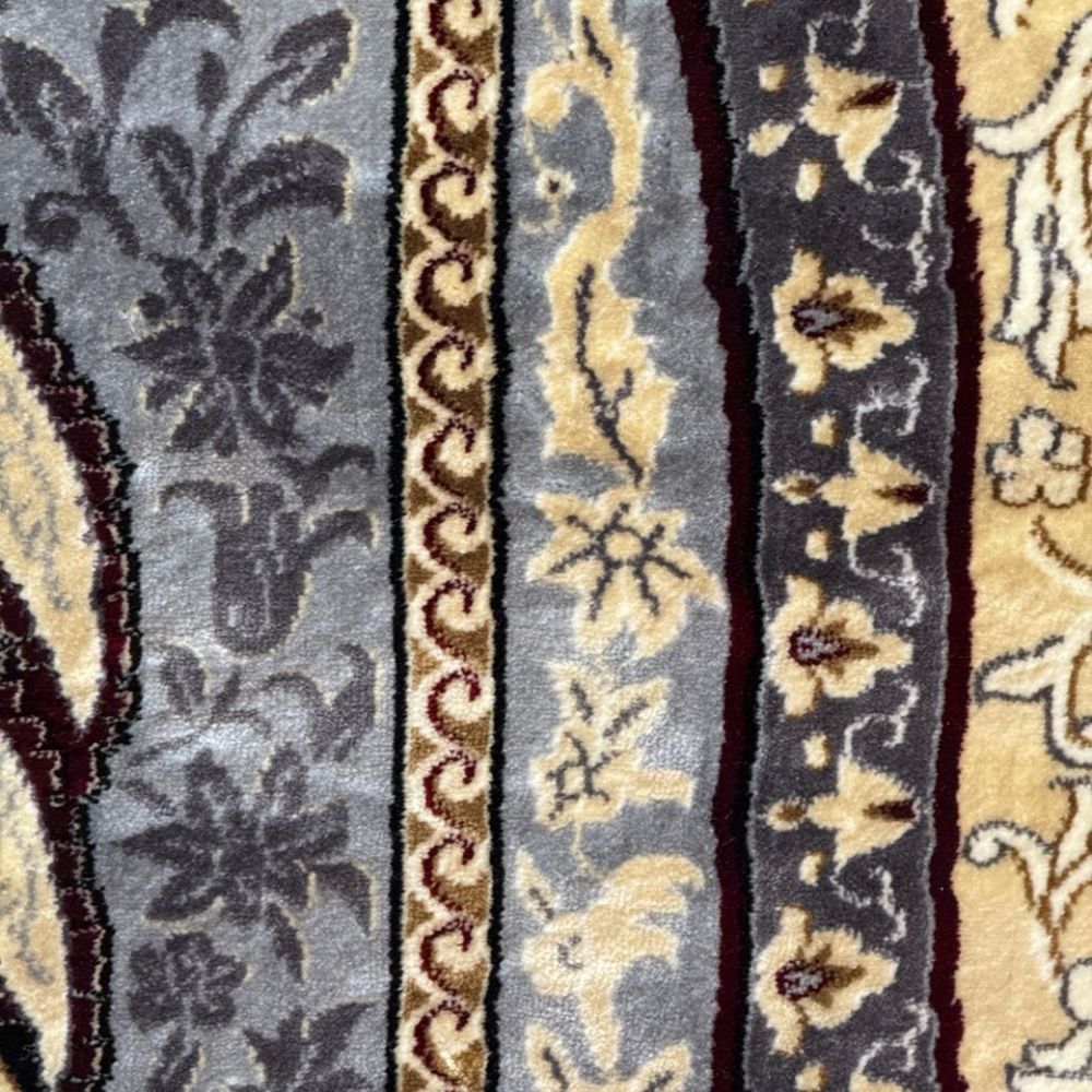 Isfahan Royal Arch Medallion Gray Traditional Persian Afghan Area Rug, Silk Pile