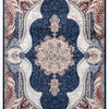Isfahan Royal Arch Medallion Navy Traditional Persian Afghan Area Rug, Silk Pile