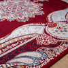 Isfahan Royal Arch Medallion Red Traditional Persian Afghan Area Rug, Silk Pile