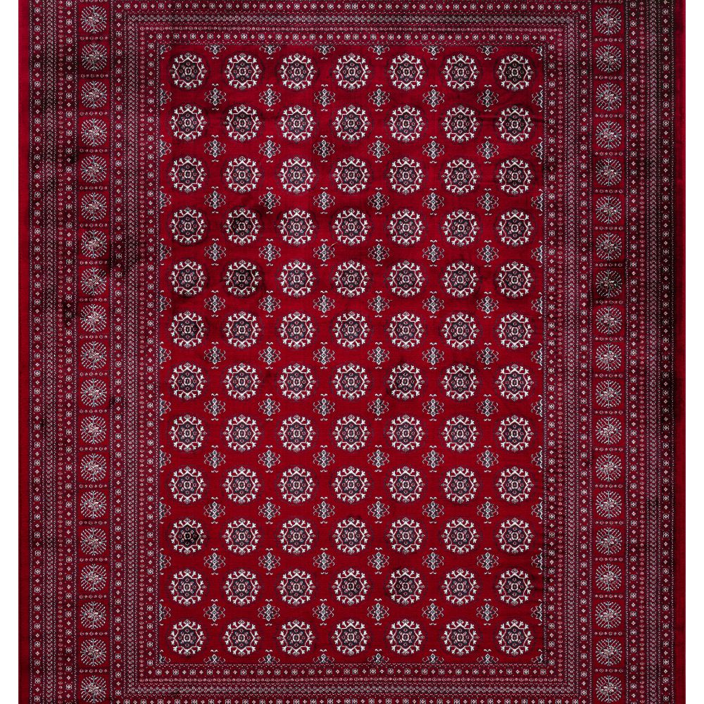 Isfahan Royal Bukhara Red, Persian Afghan Silk Pile Geometric Area Rug