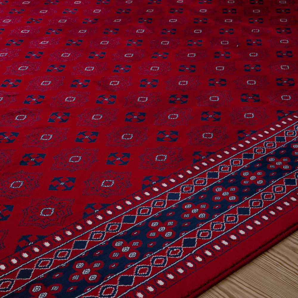Isfahan Tribal Diamond Red Traditional Afghan Area Rug
