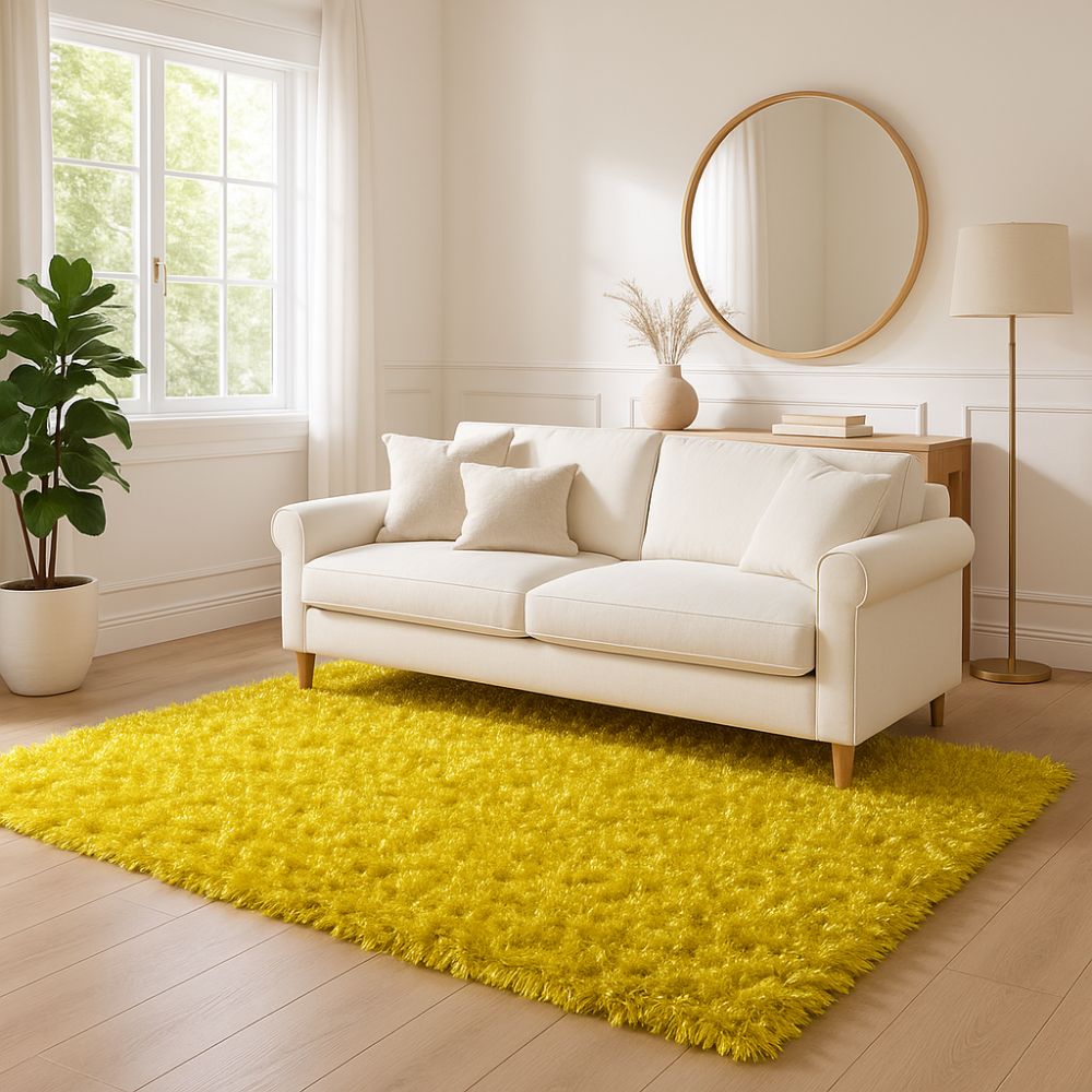 Crystal Sparkle Yellow Gold Shag Area Rug