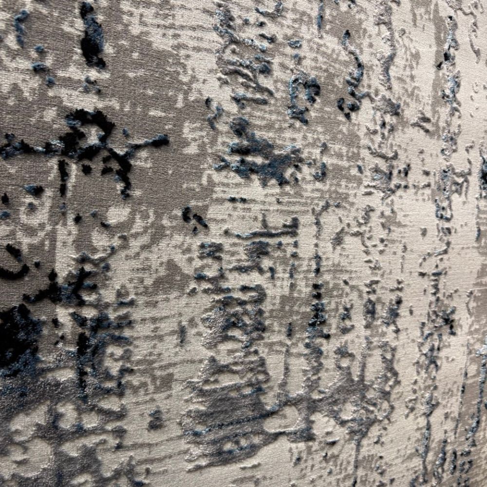 Modern Gray & Navy Abstract Area Rug Textured Distressed Design