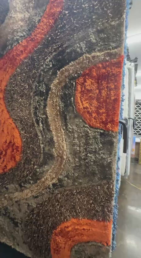 8x10 Signature Designers Orange Shag Area Rug