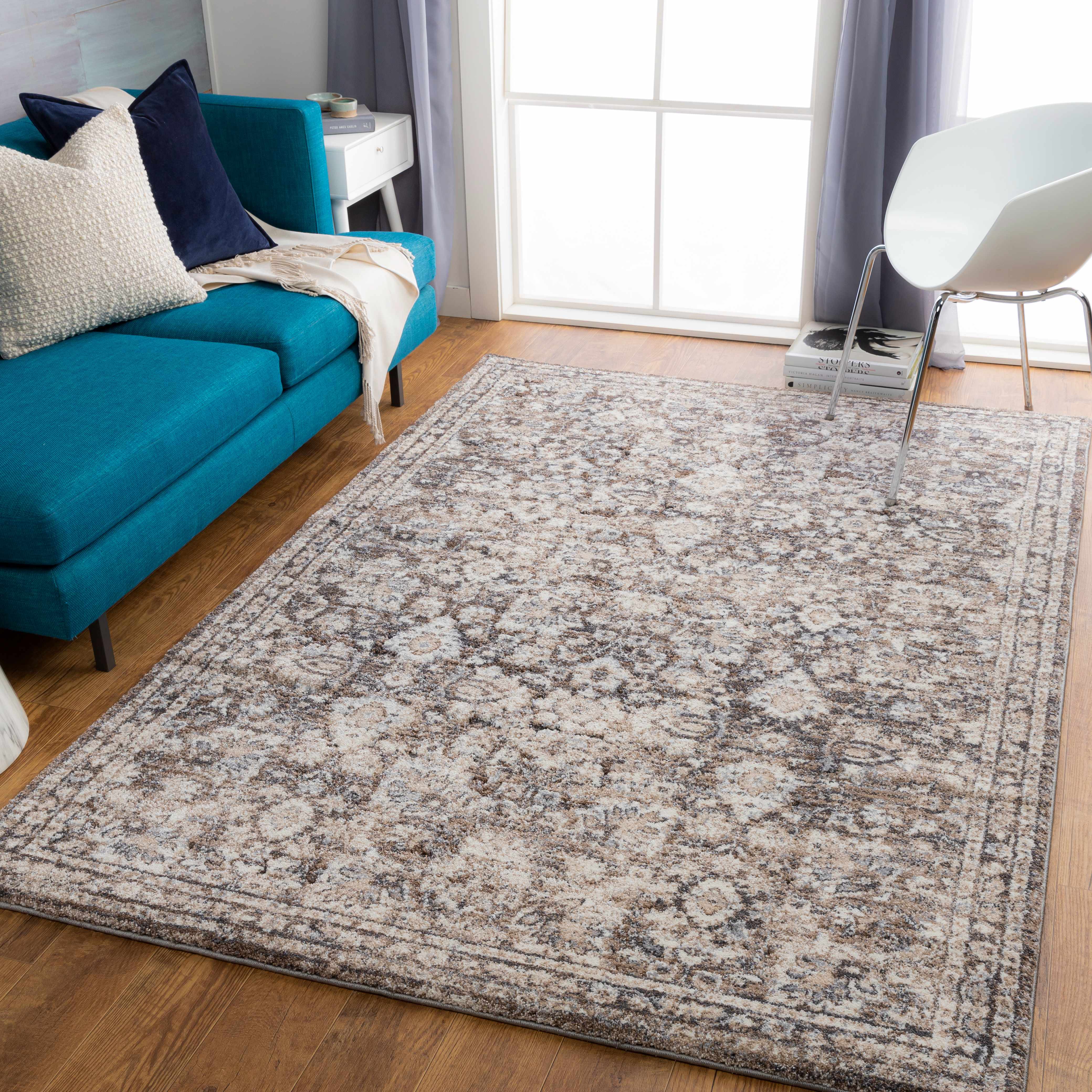 Talihina Brown Luxe Damask Rug