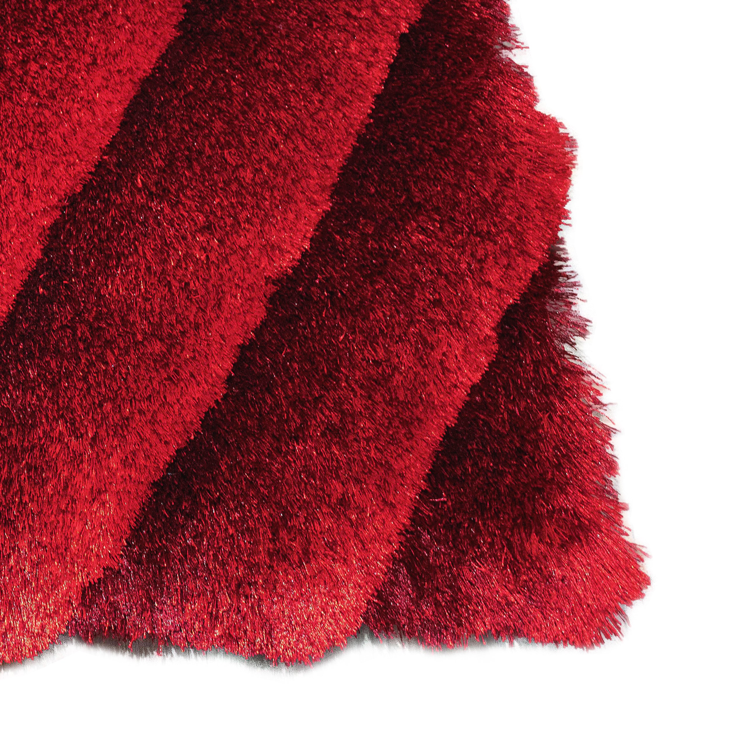 3D 259 Abstract Shaggy Modern Contemporary Area Rug Red Laruglinens