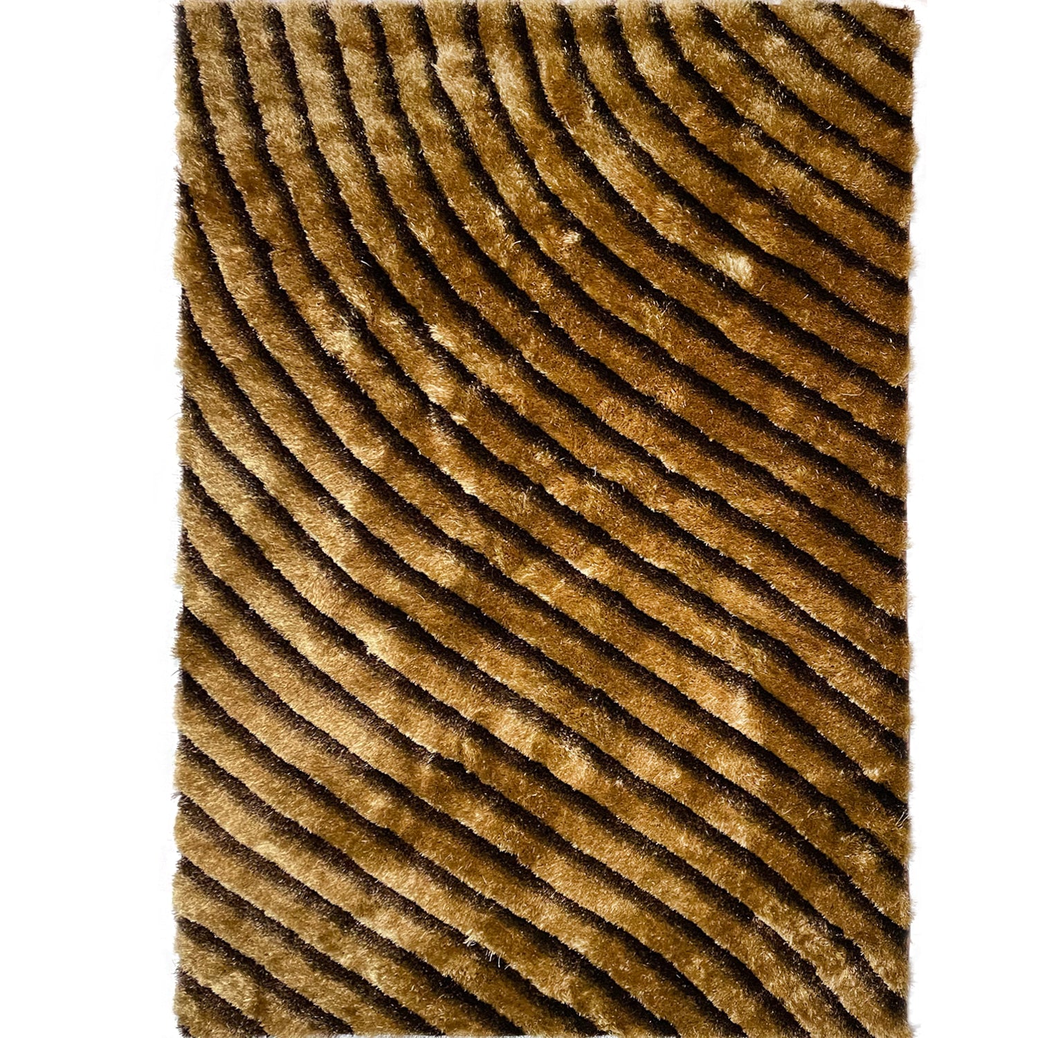 3D 274 Abstract Shaggy Modern Contemporary Area Rug Brown Laruglinens