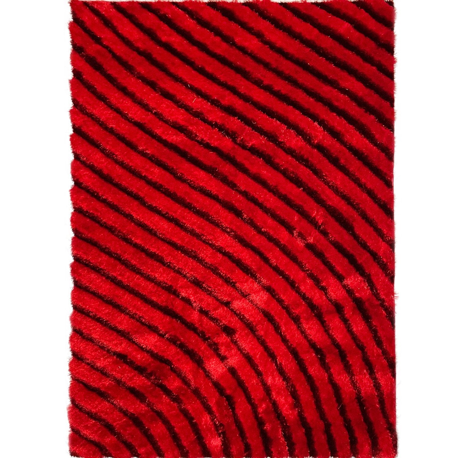 3D 274 Abstract Shaggy Modern Contemporary Area Rug Red Laruglinens