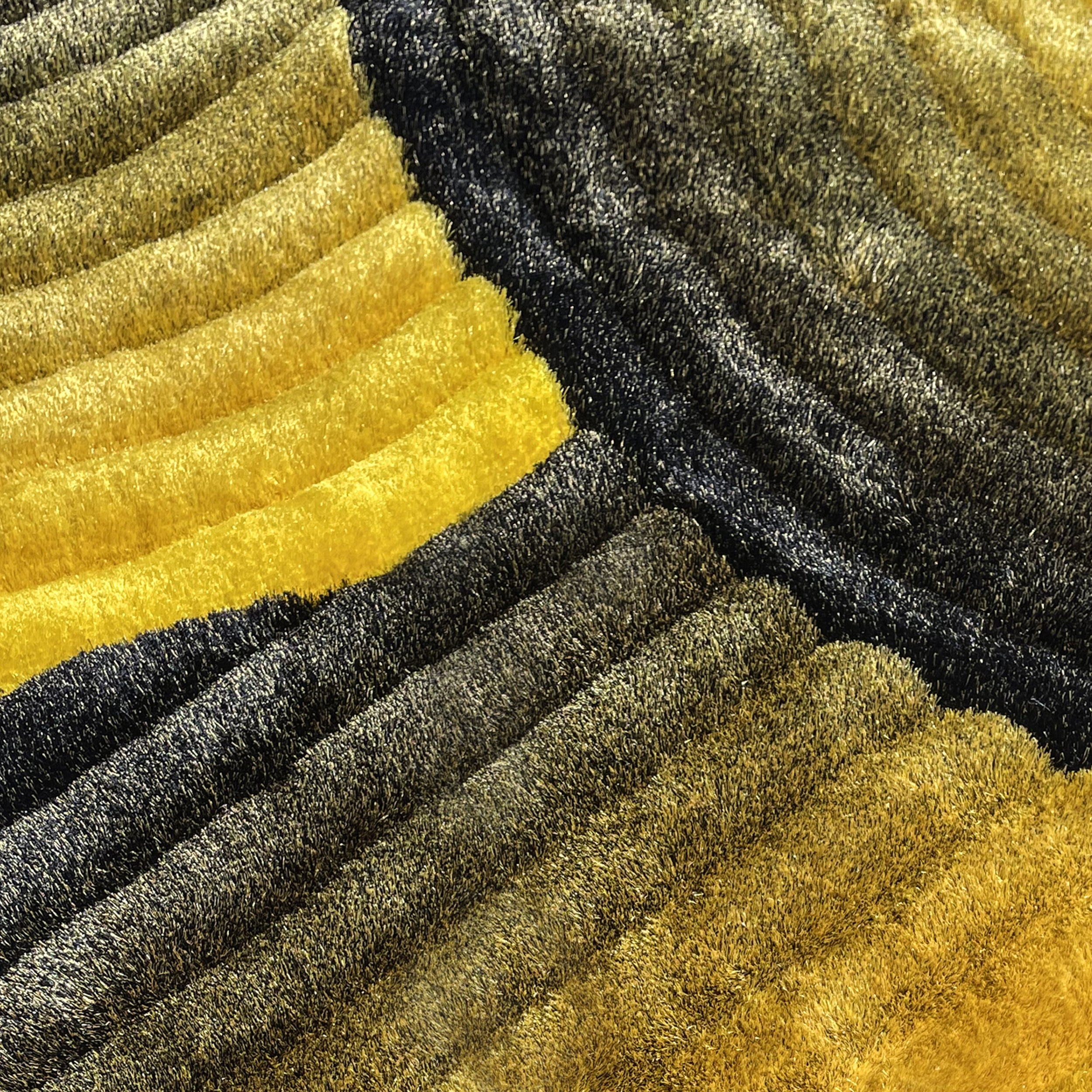 3D 280 Abstract Shaggy Modern Contemporary Area Rug Yellow Laruglinens