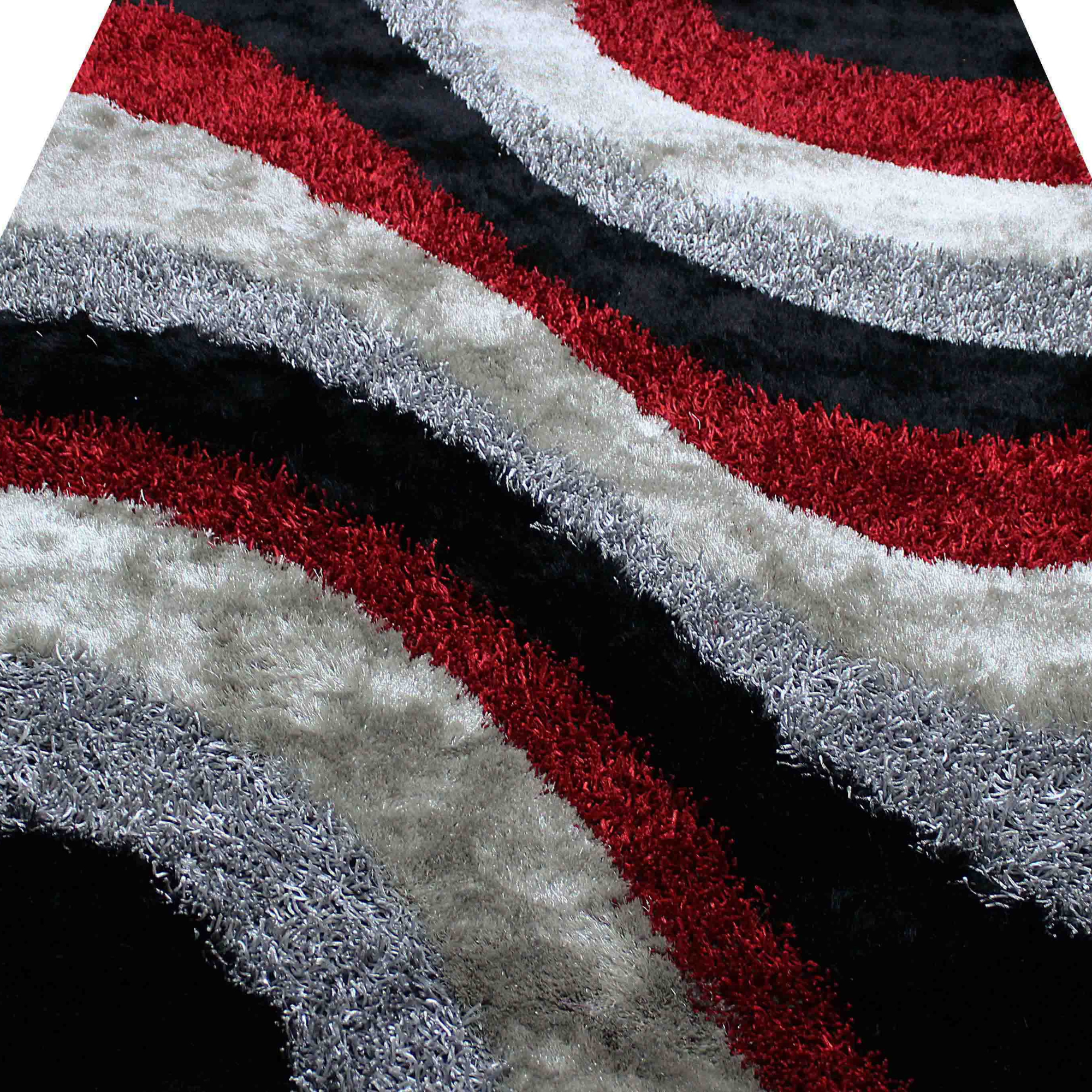 Signature 281 Abstract Shaggy Modern Contemporary Area Rug Red