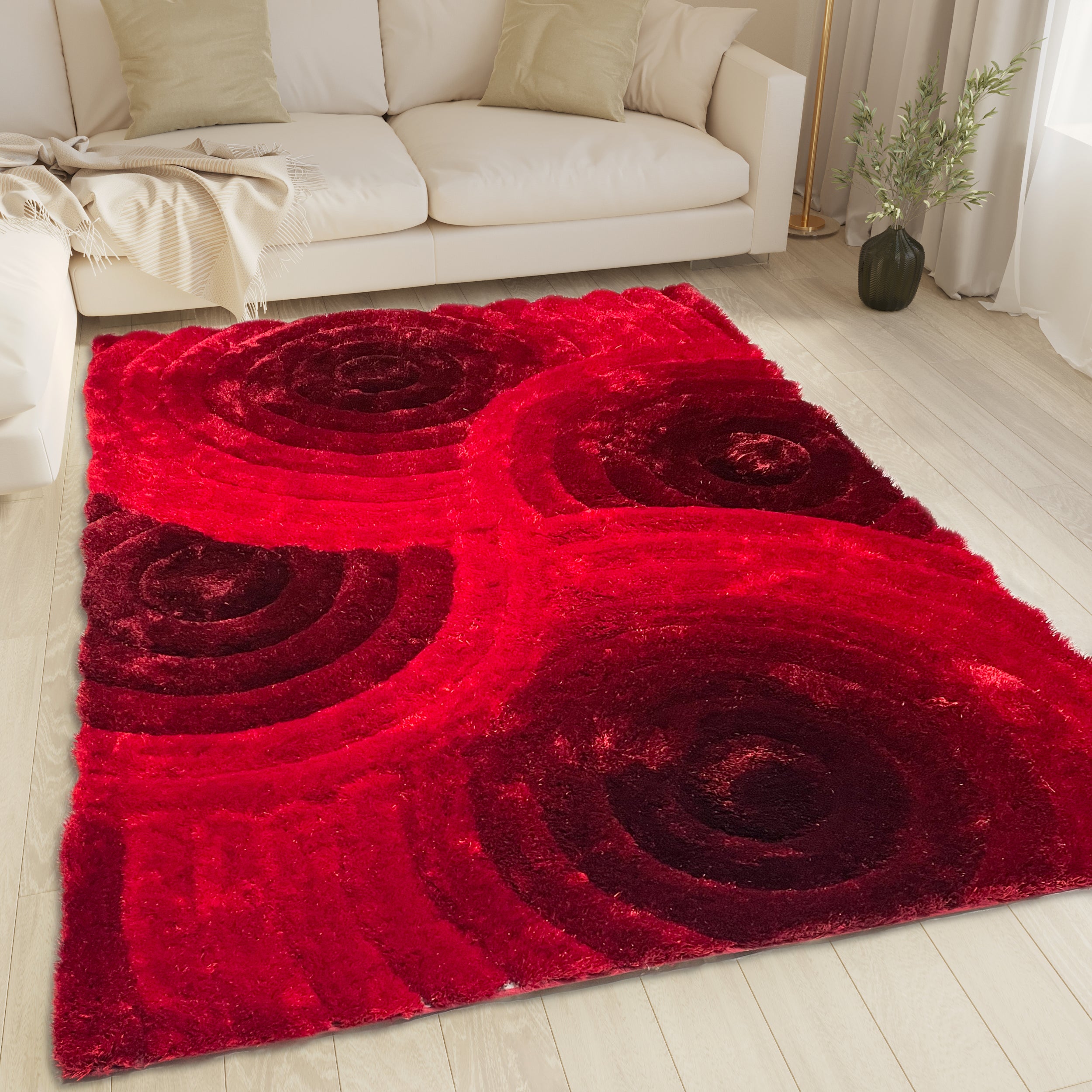 3D Collection 419 Shag Rug Red