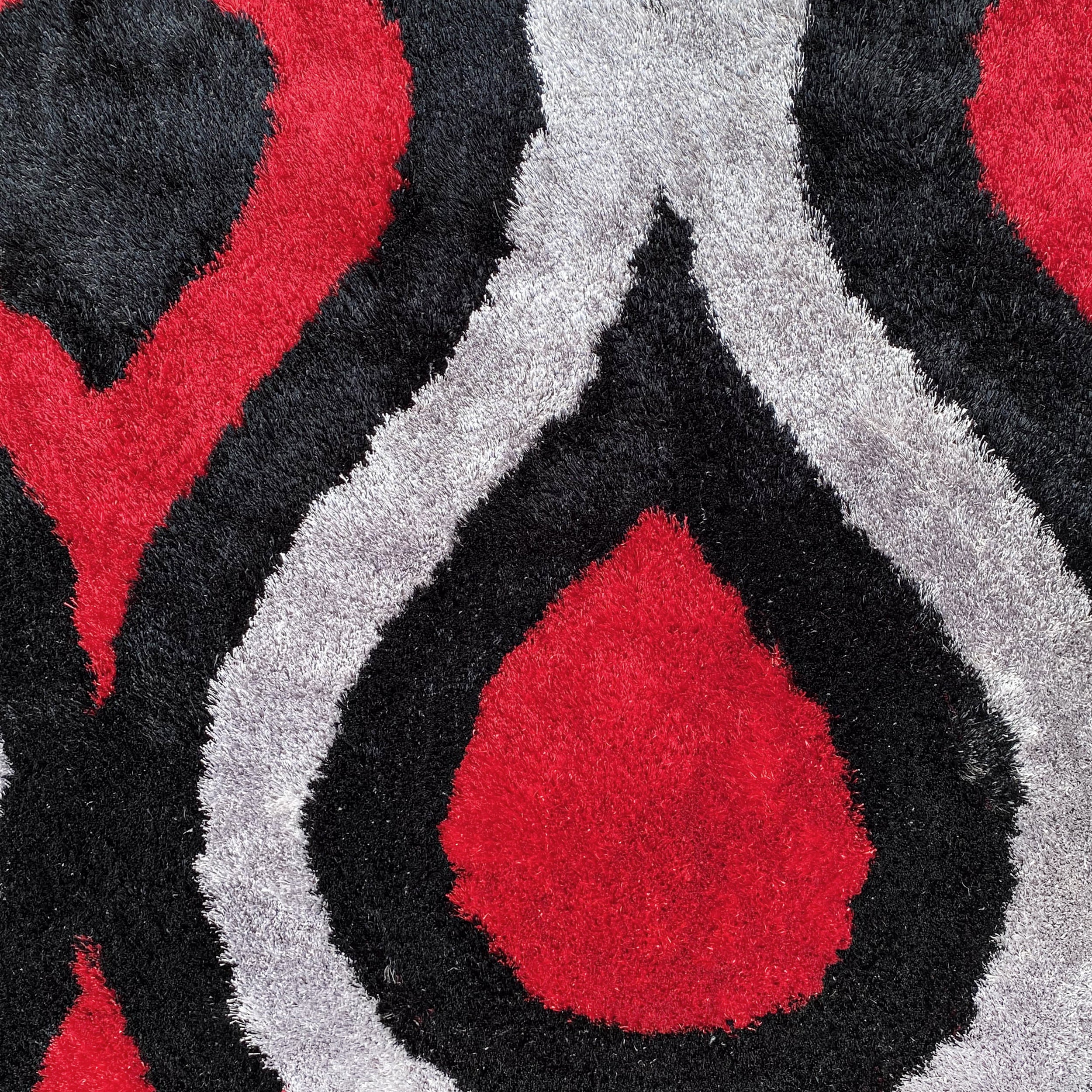 Optima Bel Air Red And Black Shag Area Rug
