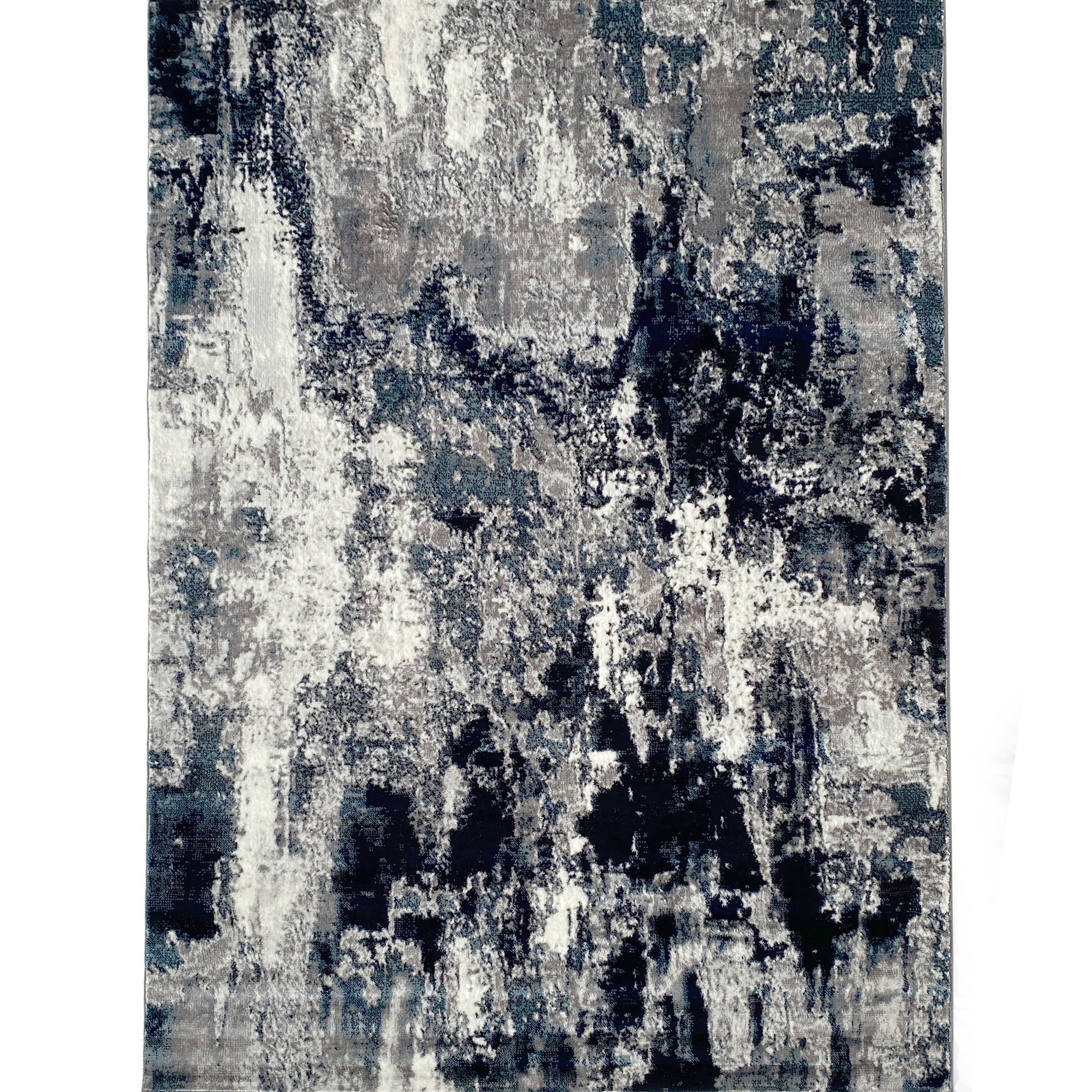 Persian Cream Navy Blue Faded Abstract Area Rug