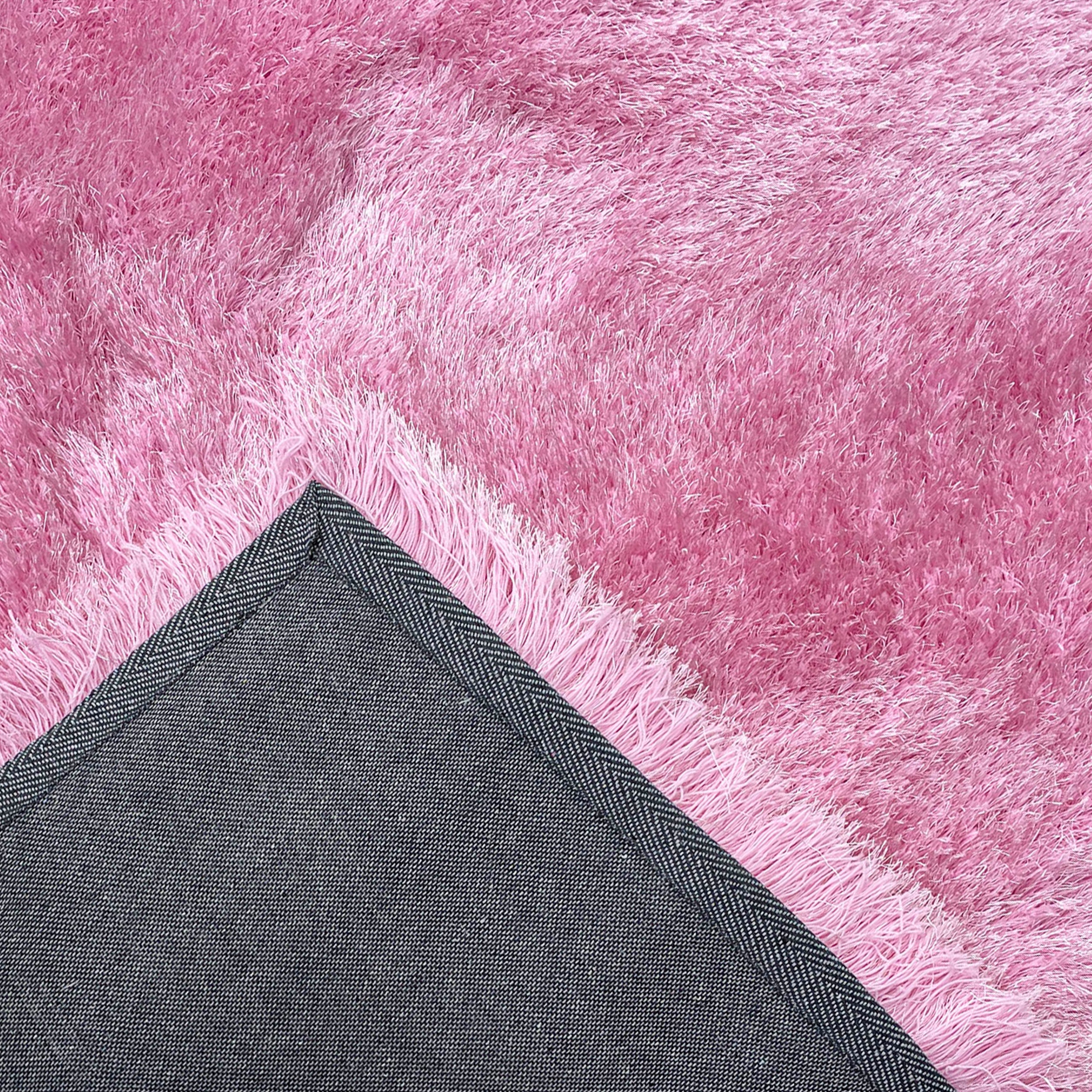 Glorious Pink Rose Solid Shag Area Rug