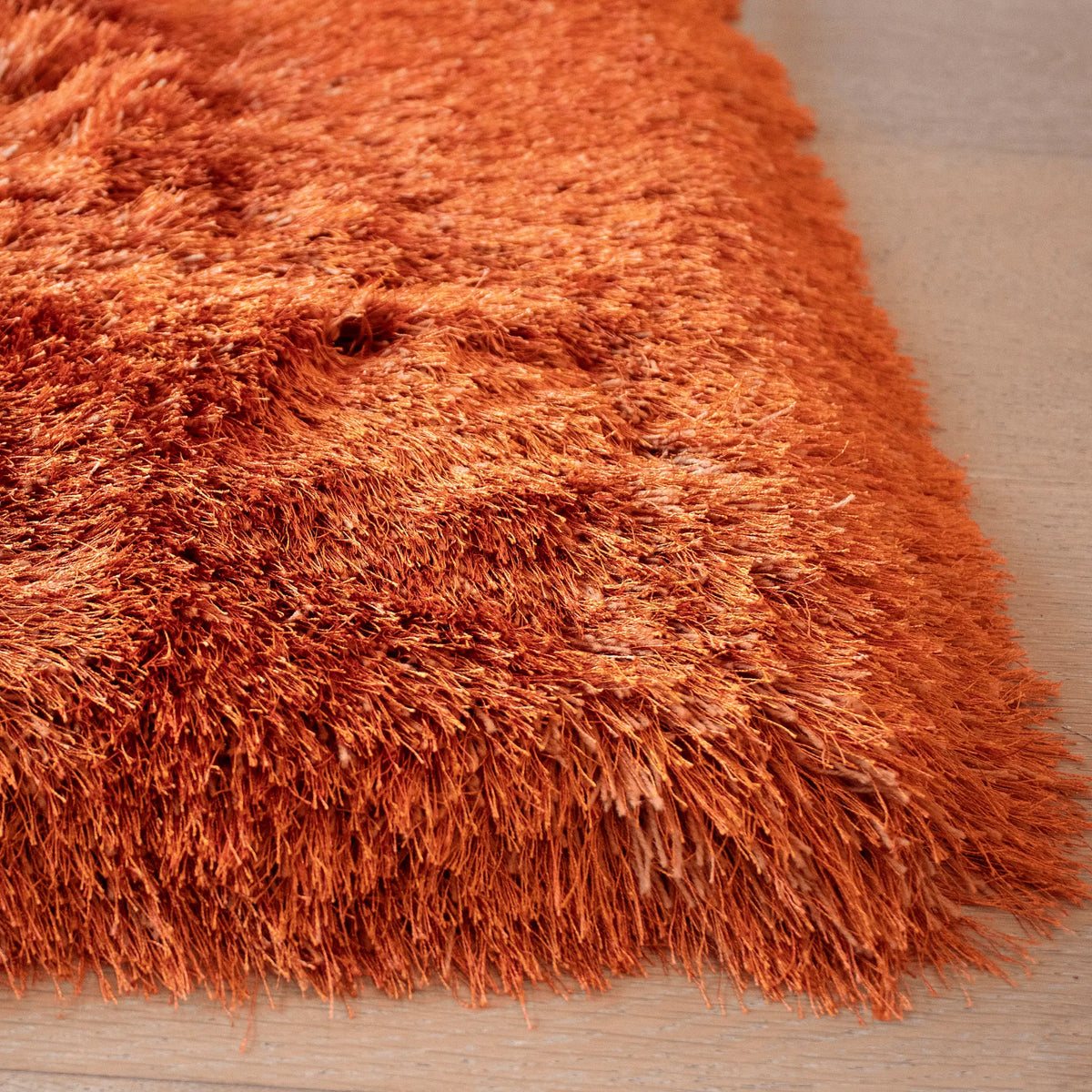 Glorious Terracotta Orange Rust Solid Shag Area Rug - LA Rug Linens