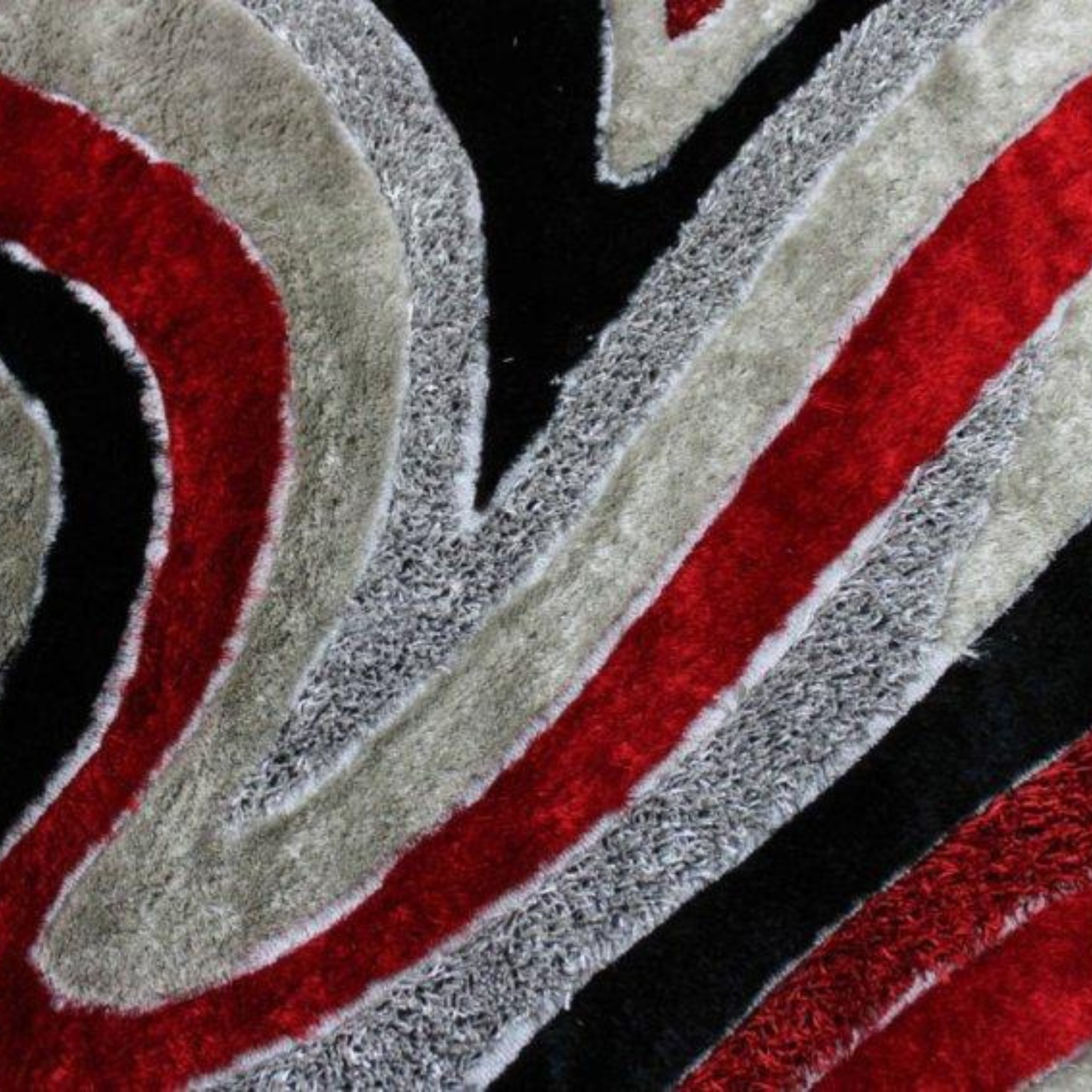 Signature Designers Red And Black Shag Area Rug