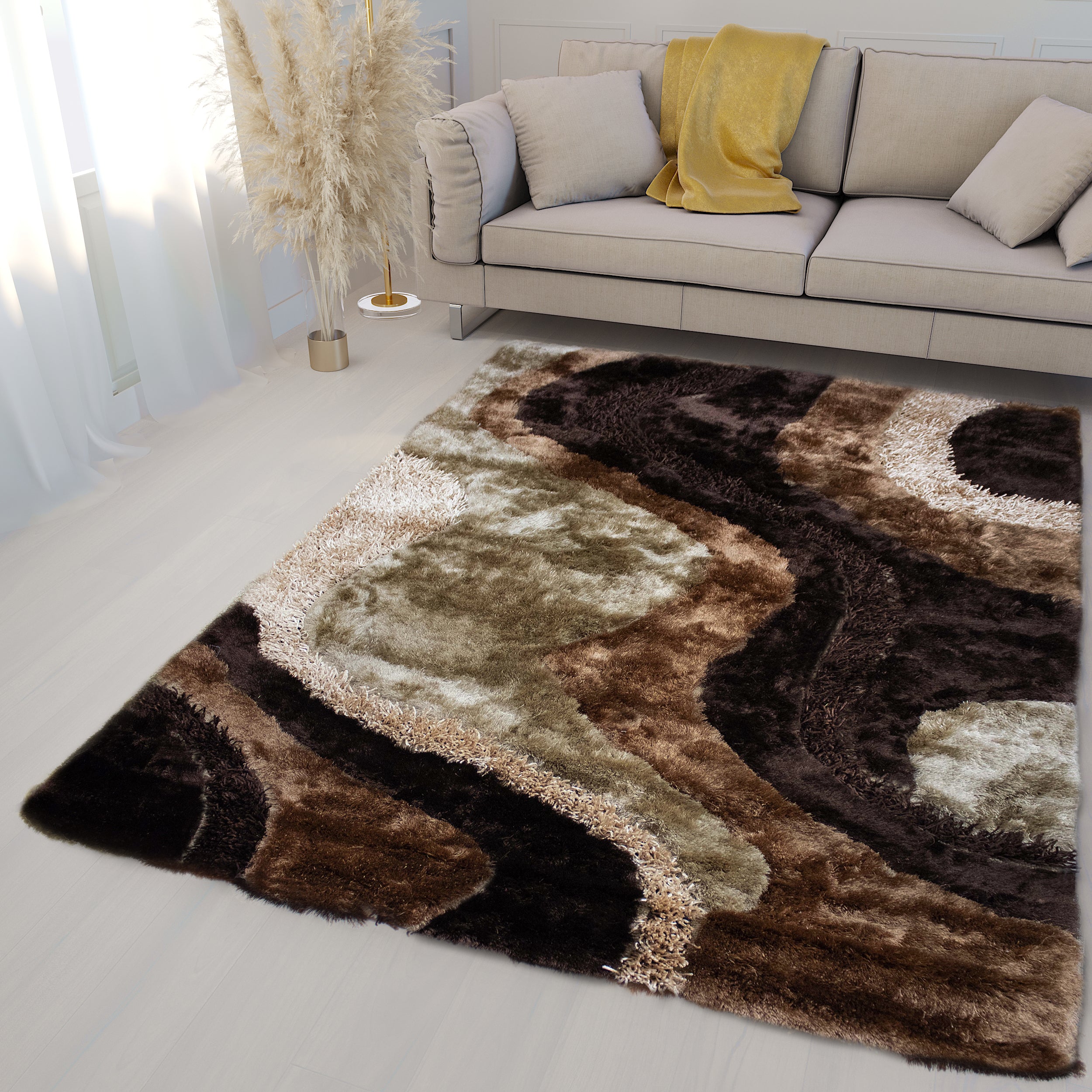 3D Collection S72 Shag Rug Brown
