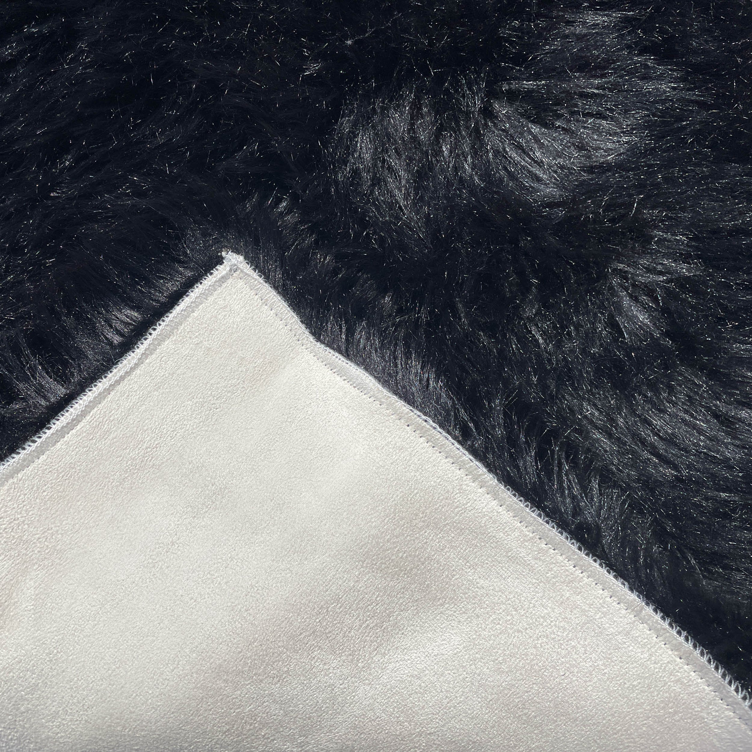 Sheepskin Black Faux Fur Shag Area Rug