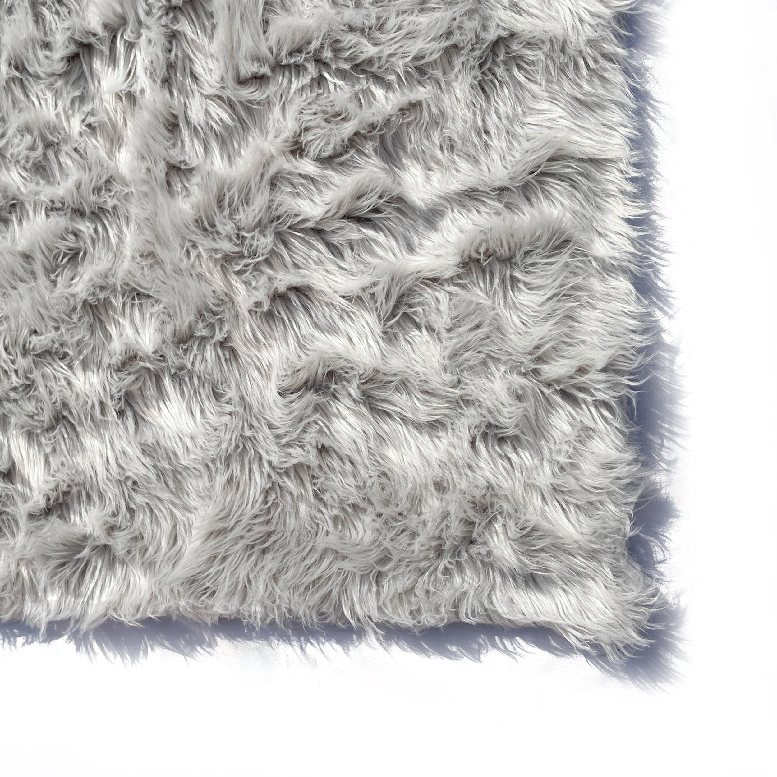Sheepskin Light Gray Faux Fur Shag Area Rug