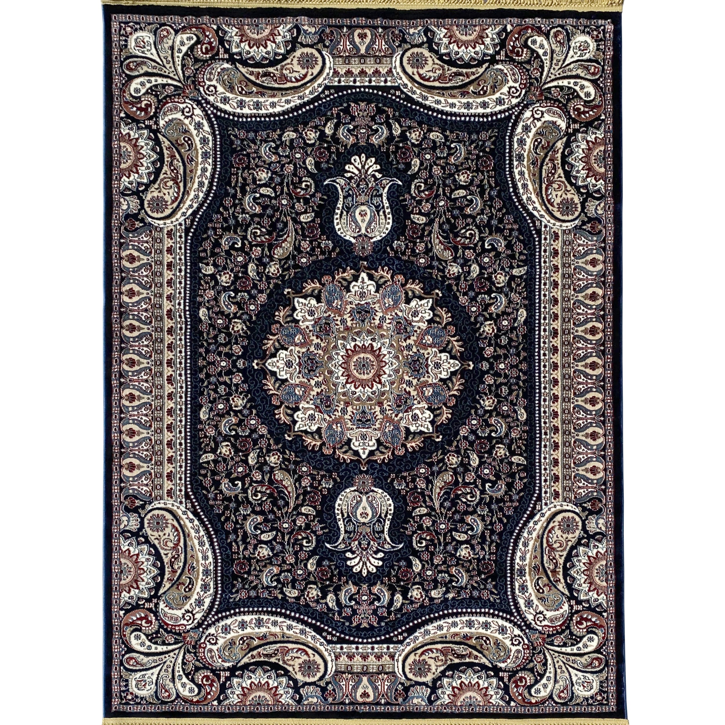 traditional navy blue kashan area rug. Brand: RugBerry, Collection: Kashan, Shape: Rectangular, Style: Tassel, Pattern: Vintage, Persian, Size: 5 x 7 ft, 8 x 10 ft, 9 x 12, Color: Navy Blue, Material: 100% Polyester Silk, Weave: Machine Made, Thickness: 0.5 inches, Room: Bedroom, Dining Room, Living Room, Hallway, Office, Kitchen, Bathroom, Entryway, Nursery, Kids Room