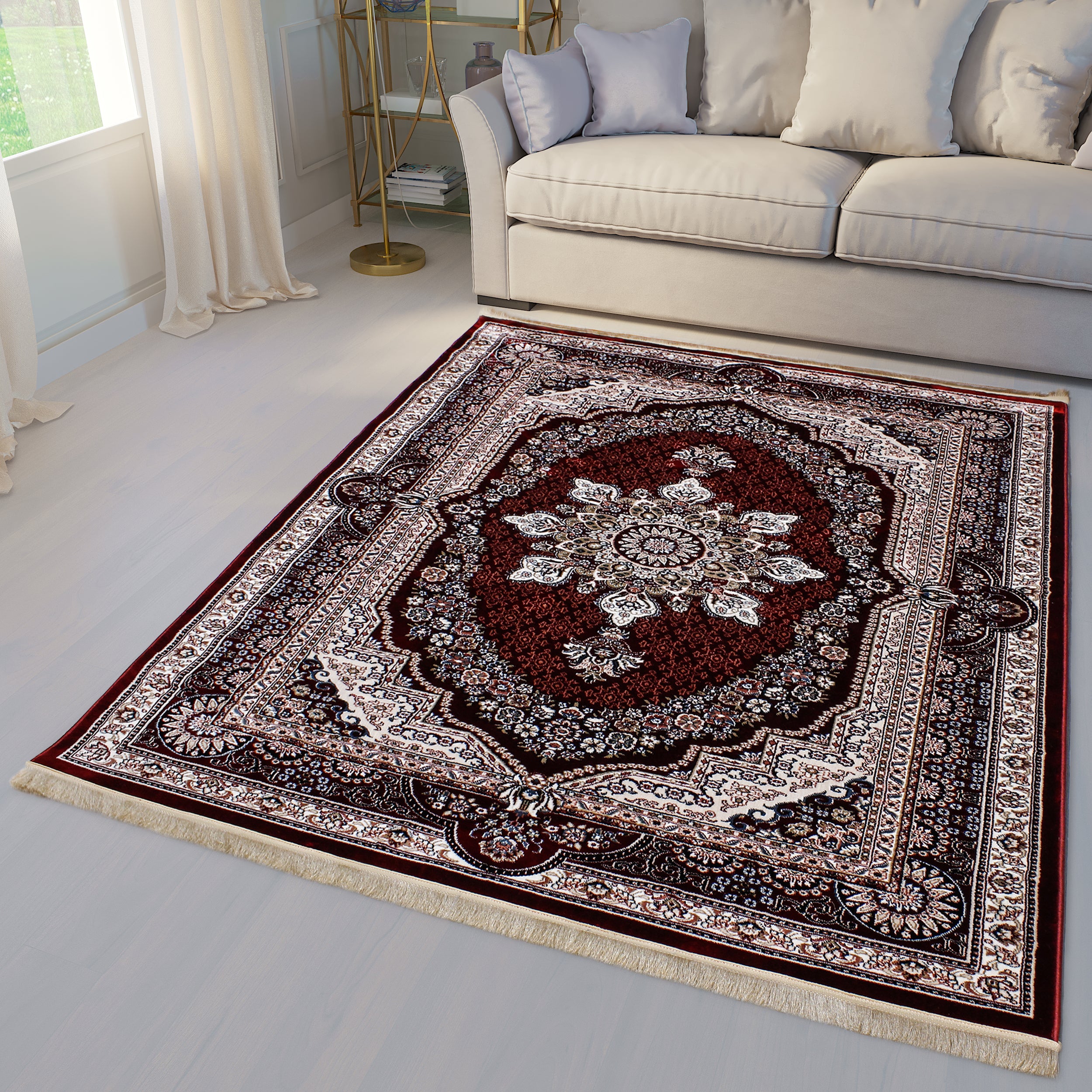 Traditional Red Medallion Area Rug