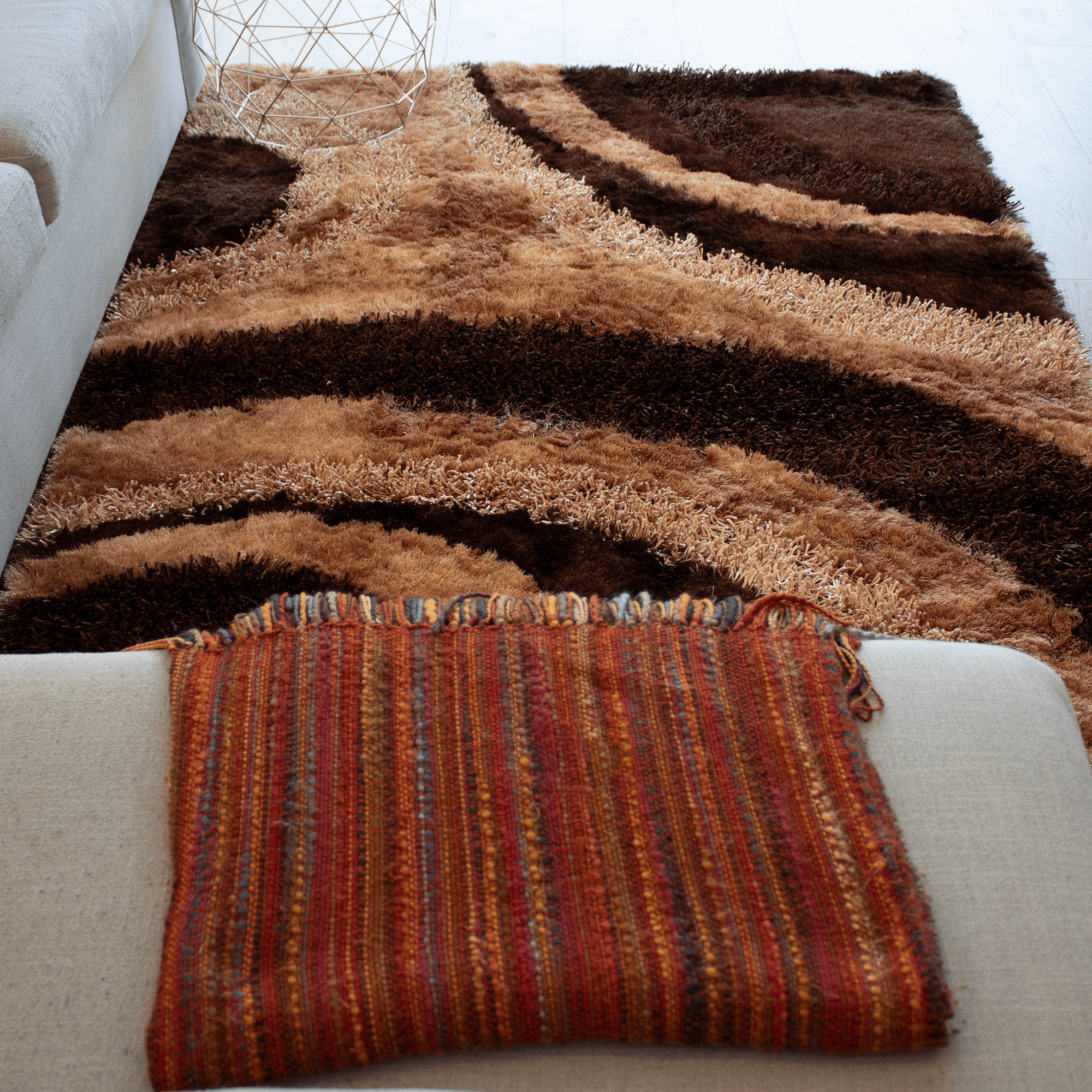 Signature 289 Abstract Shaggy Modern Contemporary Area Rug Brown