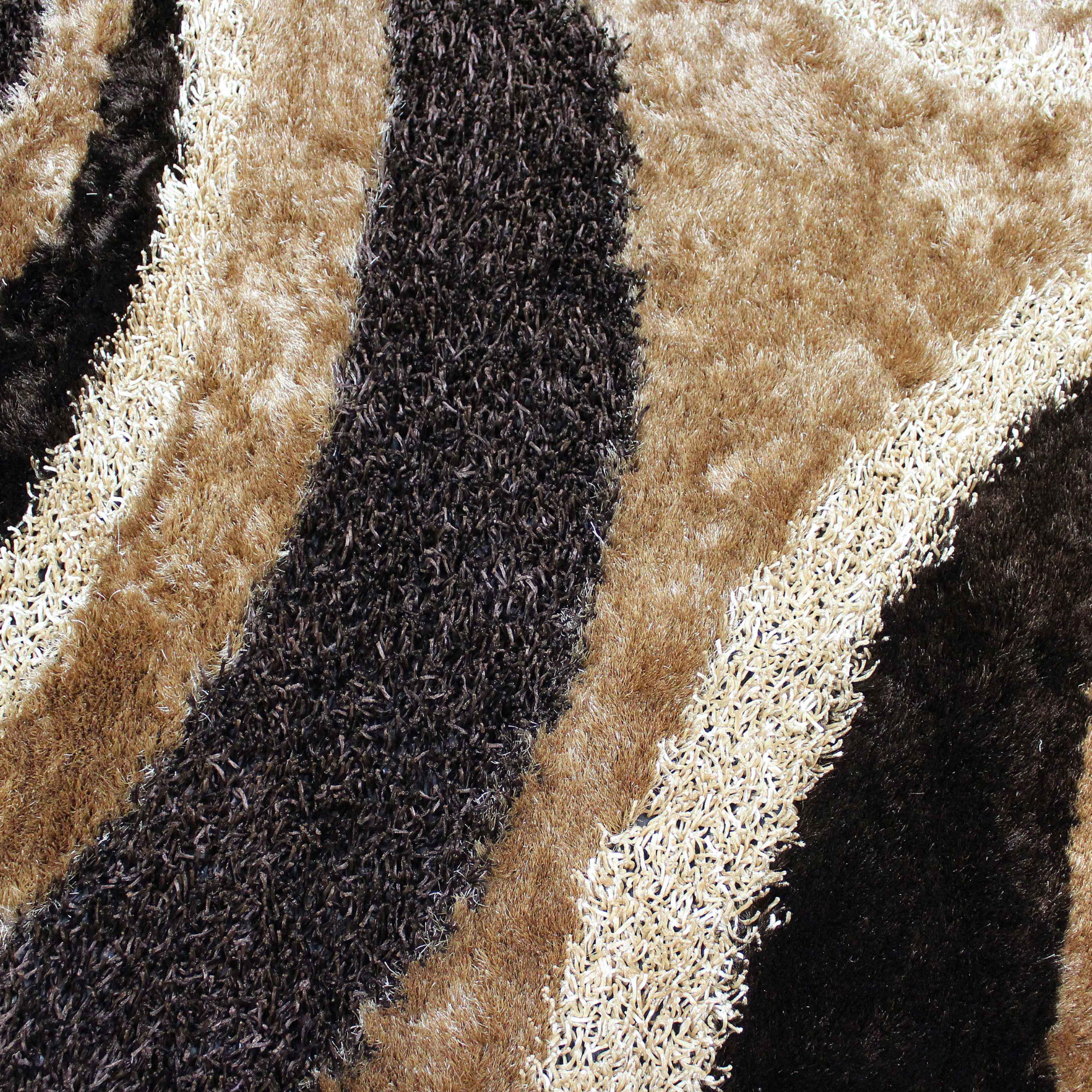 Signature 289 Abstract Shaggy Modern Contemporary Area Rug Brown